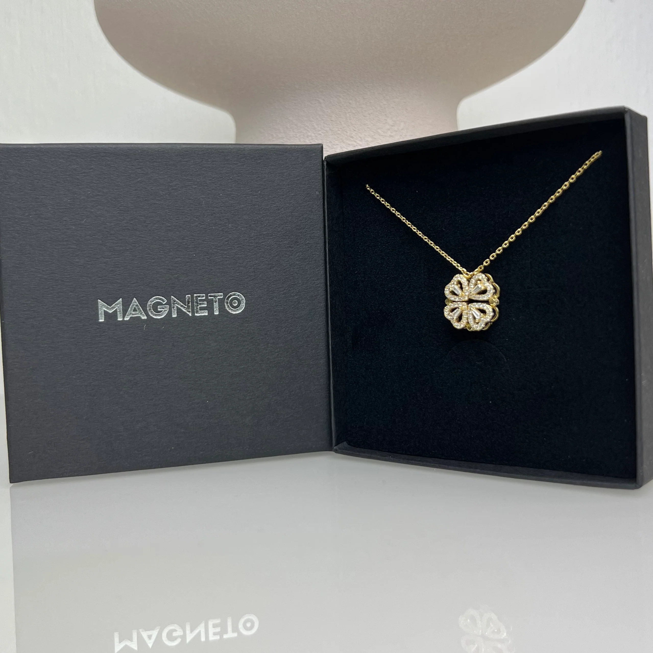 Necklace with clover & heart pendant gold-ice (925 silver) - Image 7